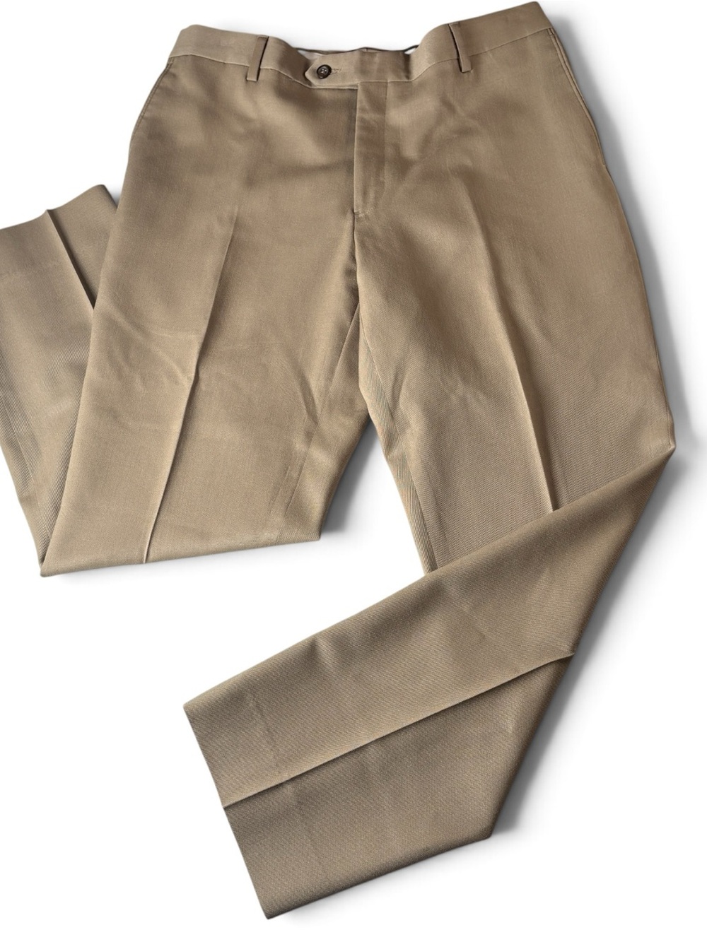 Vintage Light Brown Khaki Wool Trousers Academia Minimalist Retro Aesthetic 34